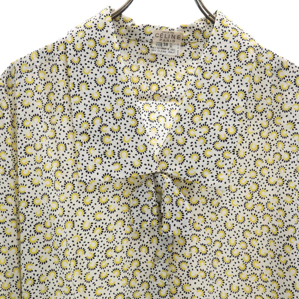 Celine 90s Made In Italy Phoebe Period Overall Handle Long Sleeve Bow Tie Shirt Women Used