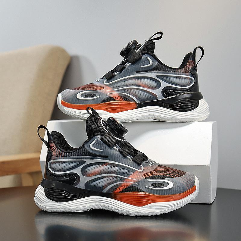 2025 summer new boys basketball shoes fashionable versatile mesh breathable rotating buckle youth sneakers