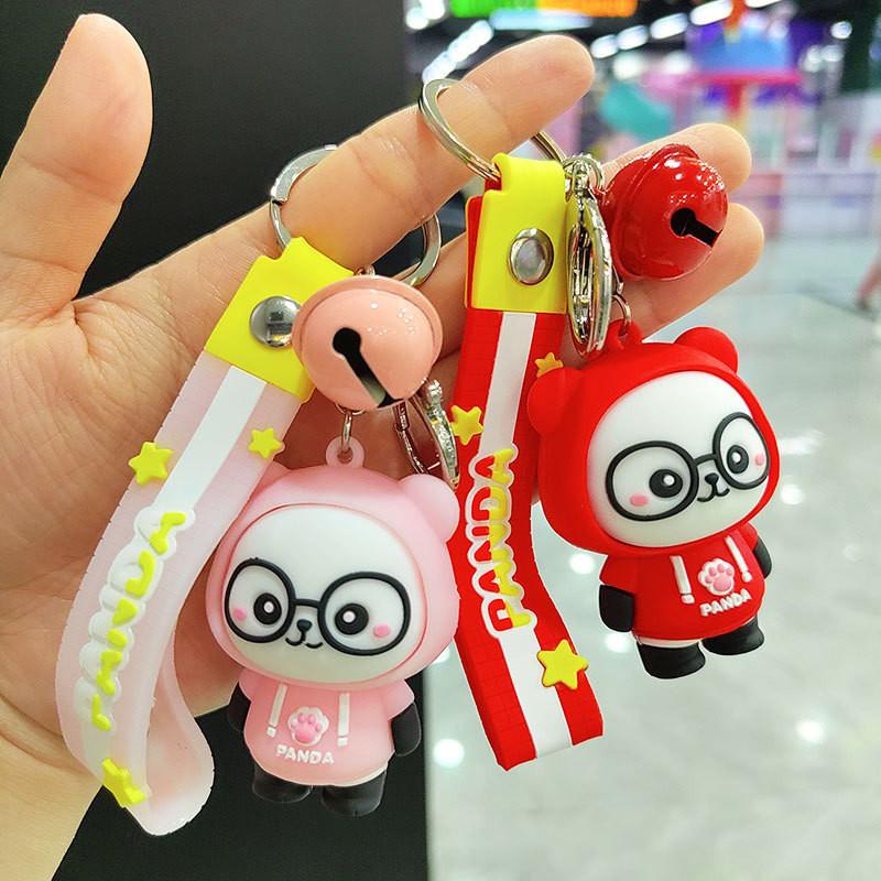 Adorable Cartoon Hoodie Panda Keychain Cute Silicone Key Ring Fashion Gift