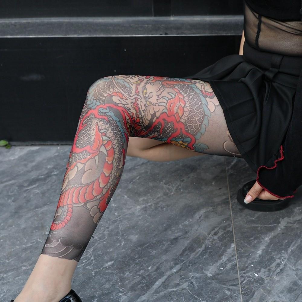 1pc Sexy Single-leg Socks Simulated Tattoo Tattooed Stockings Women's Printed Thigh Socks  Summer