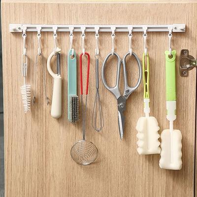 Plastic Track Row Hooks Self-adhesive Cabinet Hook Multifunctional Long Row Hook  Bathroom