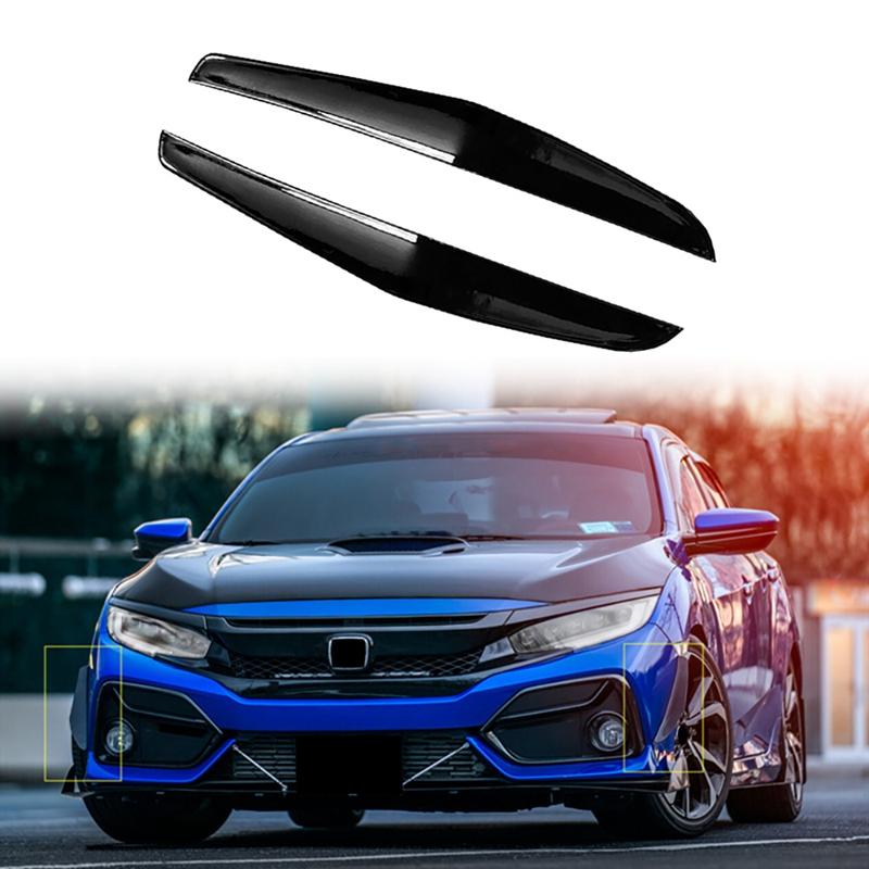 Front Bumper Lip Splitter Fin Air Knife Auto Body Kit Car Spoiler For Honda Civic FK8 Si Type-R 2019-2025