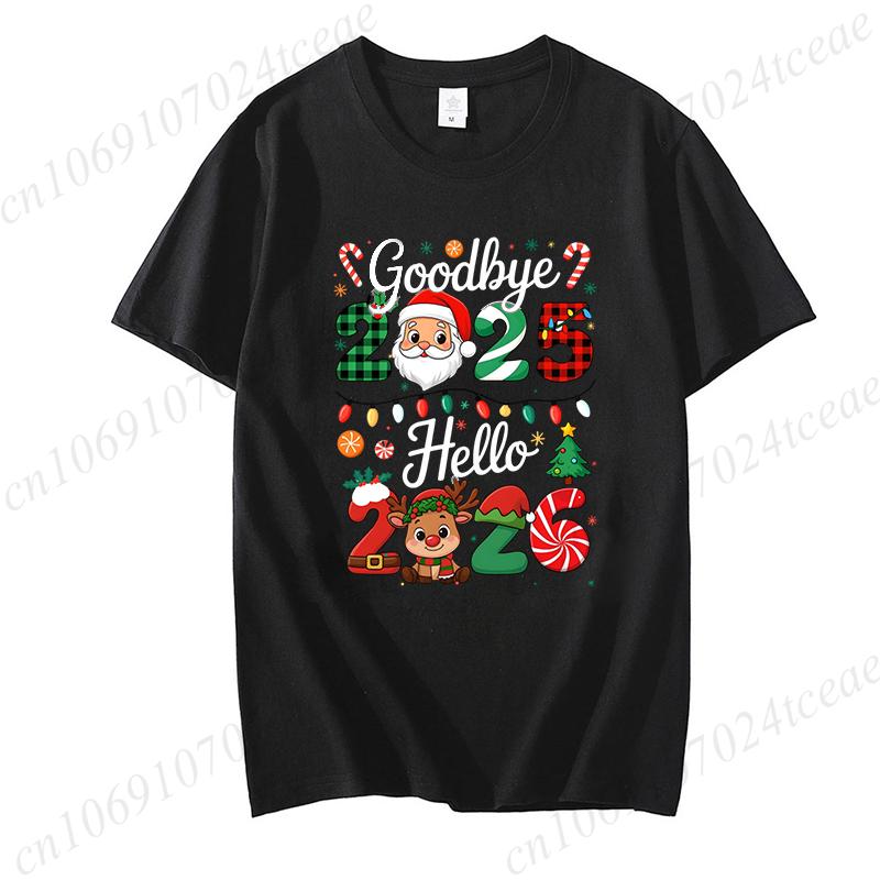 Goodbye 2025 Hello 2026 Tee Happy New Year 2026 Crew TShirts Christmas Matching Family tops New Year New Me TShirts Gift