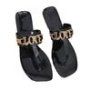 Fashion Fashionable Metal Flat Heel Sandals Women's Outdoor Summer Shoes Large Size Letter Combination British Style PVC Material