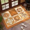 Vintage Floral Pattern Door Mat with Retro Geometric Designs Floor Mat for Home Entrance Decor Adding Classic Charm