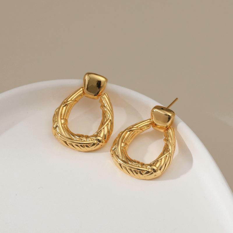 Vintage Geometric Water Drop Earrings For Women Gold Plated Minimalist Fashion Ear Jewelry