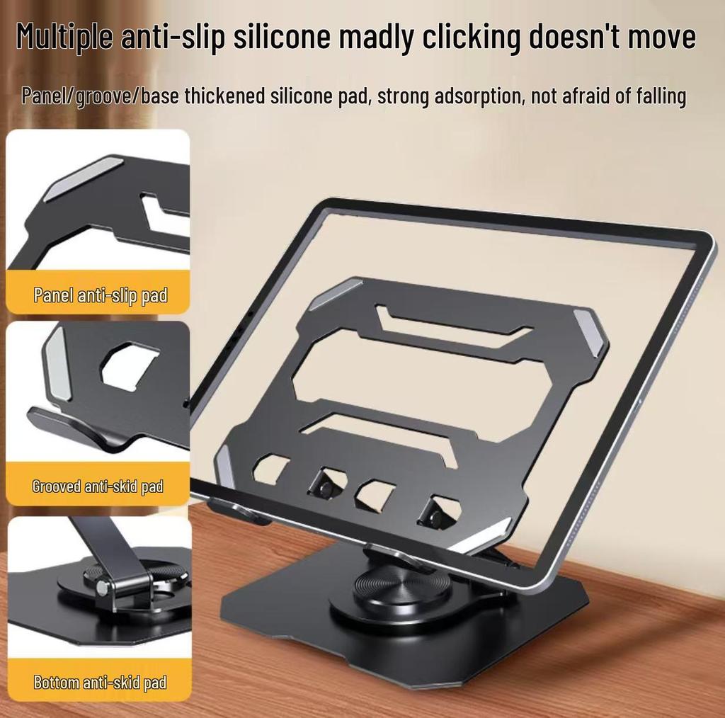 All-Metal Rotating Tablet & Laptop Stand, Foldable & Hollowed Design