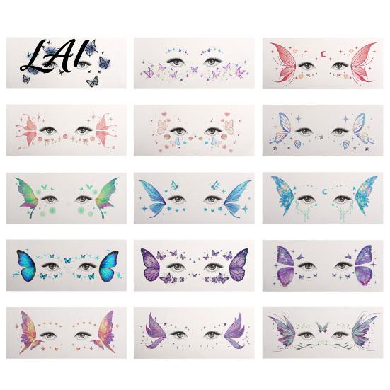 Eye Tail Stickers 5 Sheets Glitter Butterfly Stickers Temporary Face Tattoos for Kids Party Kids Cartoon Decals Festival Makeup Decor Easy Makeup