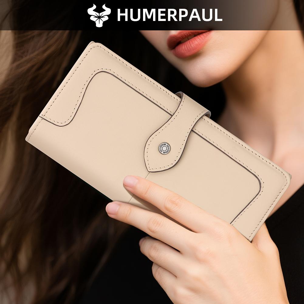 Humerpaul Women Wallet Long Leather Wallet Large-capacity Multi-card Clutch Wallet with Photo Window Coin Purse