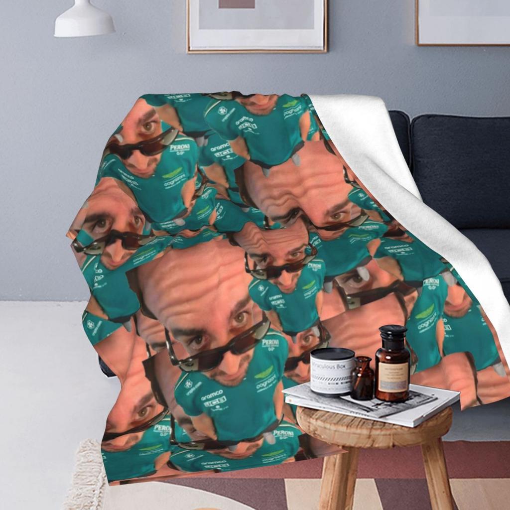 Fernando Alonso Lustige Kopf Decken Fleece Textil Dekor Atmungsaktiv Warme Überwurfdecken für Bett Reise Teppich Stück