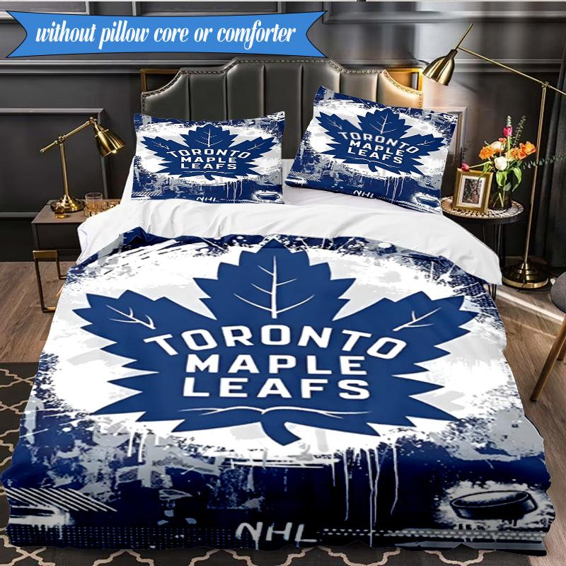 3PCS Toronto Leafs Logo Bedding Set,Including 1pc Duvet Cover And 2pcs Pillowcases Perfect for Bedroom, Dormitory, Fan Christmas Gift