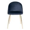 2 Blue Velvet Dining Chairs with Brass Legs