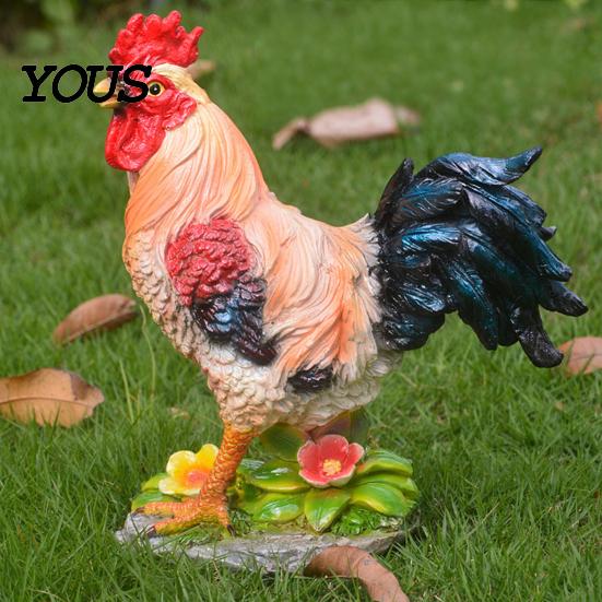 Farmhouse Garden Decoration Chicken Figurine, Lifelike Resin Hen Rooster Statue, Standing Crack-resistant Outdoor Statue Farm Animal Sculpture