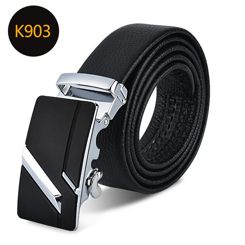 Men'S Belt First Layer Cowhide Automatic Buckle Leather Belt Business Leather Belt Men'S