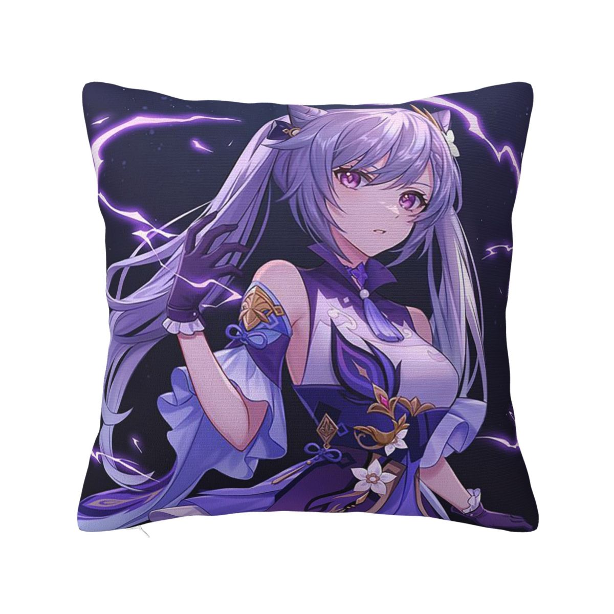 

Genshin Impact Keqing Anime Square Pillowcase Cushion Cover Pillow Case Throw Pillow Cover for Home Sofa Living Room 30cm x 30cm