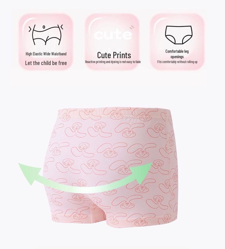 Girls' Cartoon Pattern Cotton Boxer Briefs - Thin, Antibacterial, Four Seasons Toddler & Young Child Style