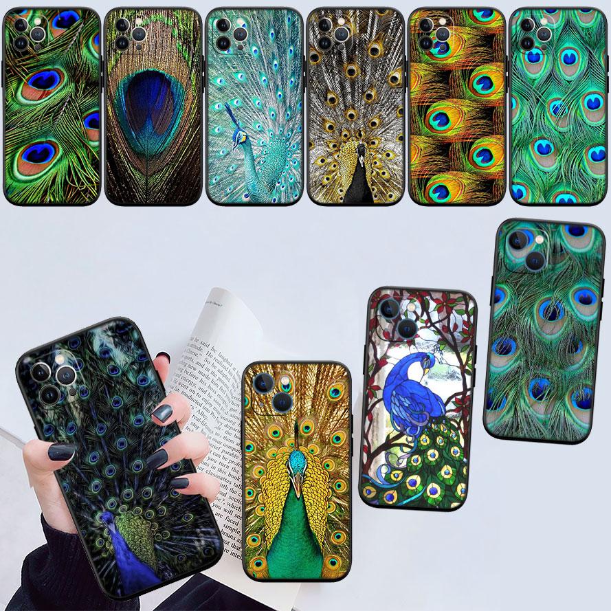 IK53 Pfauenfeder Muschel Handyhülle für Samsung Galaxy Note 10 20 S23 S24 S25 Ultra FE Plus Edge Lite A02S A35 A07 A17