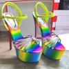 Fashion Women Shine Electroplated Heel Sandals Pole Dance Shoes Sexy Stripper Nightclub High Heels 19CM Exotic Models Shows