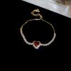 Peach Heart Love Bracelet Women's Fashion Temperament Zircon Bracelet Light Luxury Link Chain Bracelets Wristband Jewelry K-