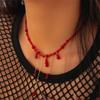 Blood Drop Shape Necklace Crystal Fringe Necklace Unique Pendant Necklace Suitable for Cosplay Party and Halloween Event