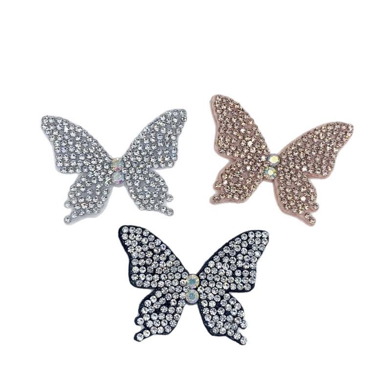 Rhinestone Butterfly Patch Hair & Clothing Accessories Set