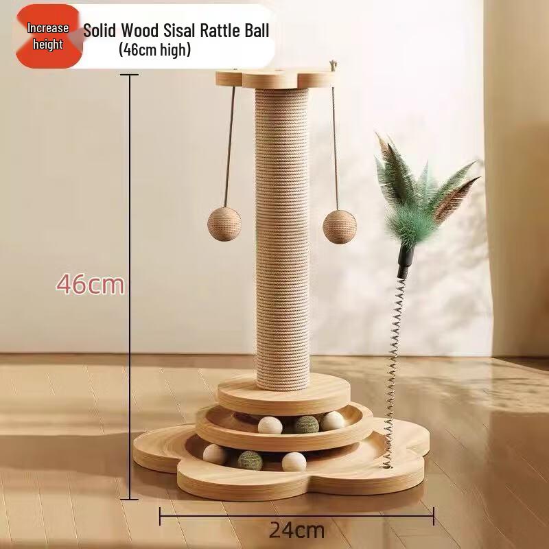 Deer Color Solid Wood Vertical Cat Scratching Post