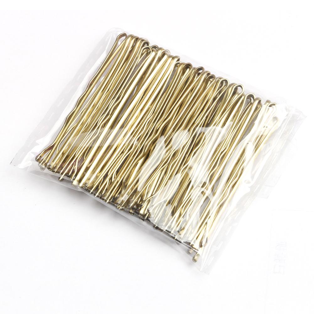 

50 шт./уп. Простые сплавные заколки для волос, Высокая эластичность, Прочные, Волнистые зажимы, Заколки для волос, Головной убор, Аксессуар для волос золотой