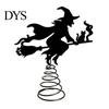 Witch Tree Decoration Halloween Topper, with LED Lights, Black Iron Indoor Decorations Art Silhouette Ornament, for Christmas And Holiday Party