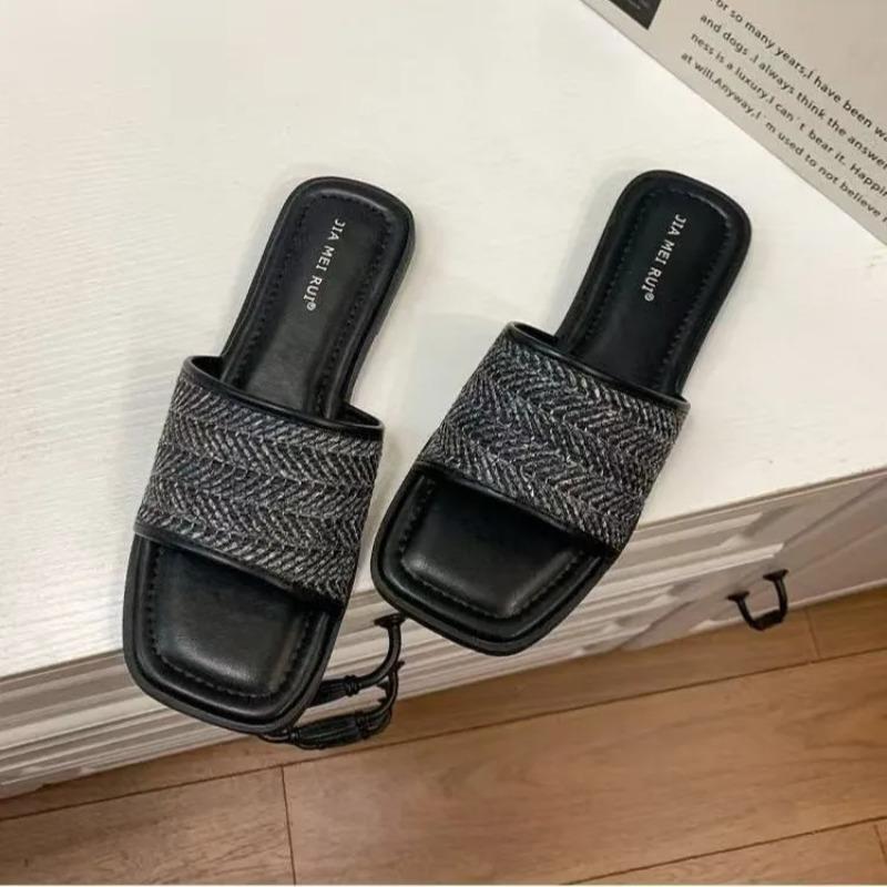Fashion 2025 Women's Summer Outdoor Casual Beachwear Flat Bottom Slip-On Sandals T-Strap PU Leather Comfortable Breathable Slip-On Shoes