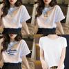 Casual White Cotton T Shirt With 3d Print For Spring Summer Daily Wear