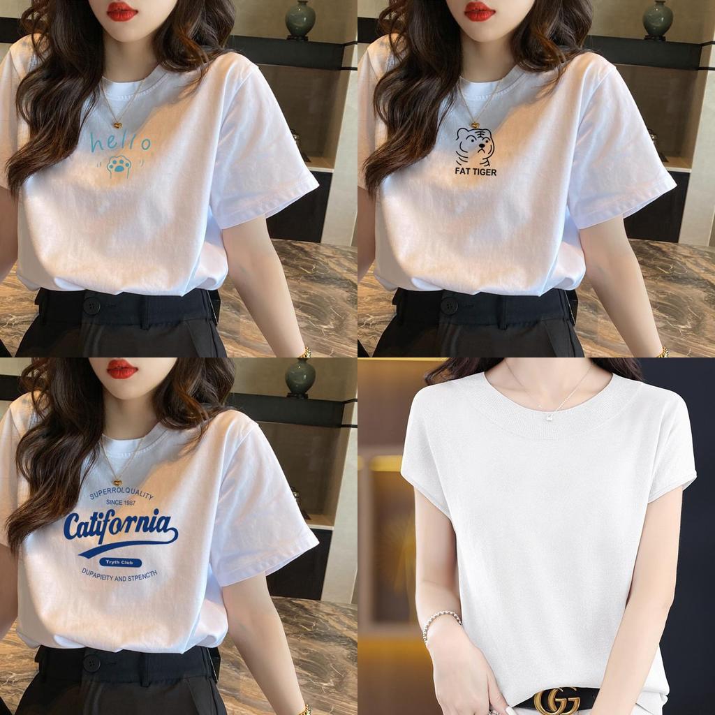 Casual White Cotton T Shirt With 3d Print For Spring Summer Daily Wear