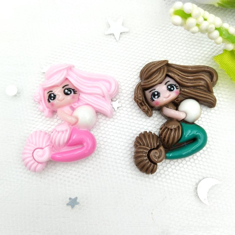10pcs Mixed Cartoon Princess Mermaidl Flatback Resin Cabochons Embellishments Scrapbook Craft DIY Hair Accessories