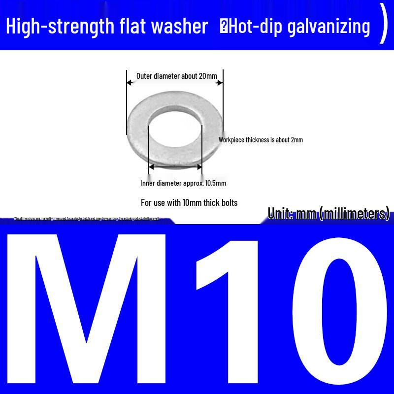 Thickened Hot-Dip Galvanized Washer & Nut Set with Spring Washers, M6-M42