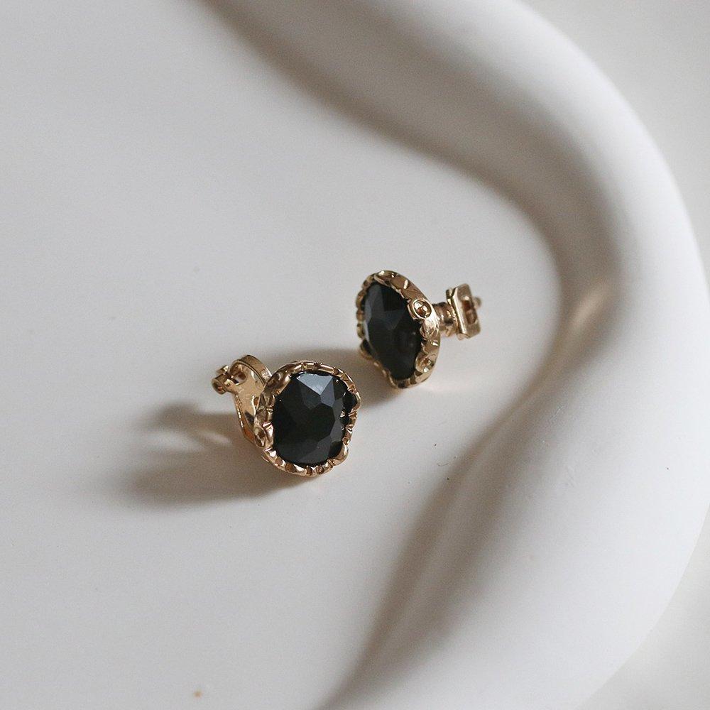 Ee61 Black Square Gemstone Bracelet Earrings