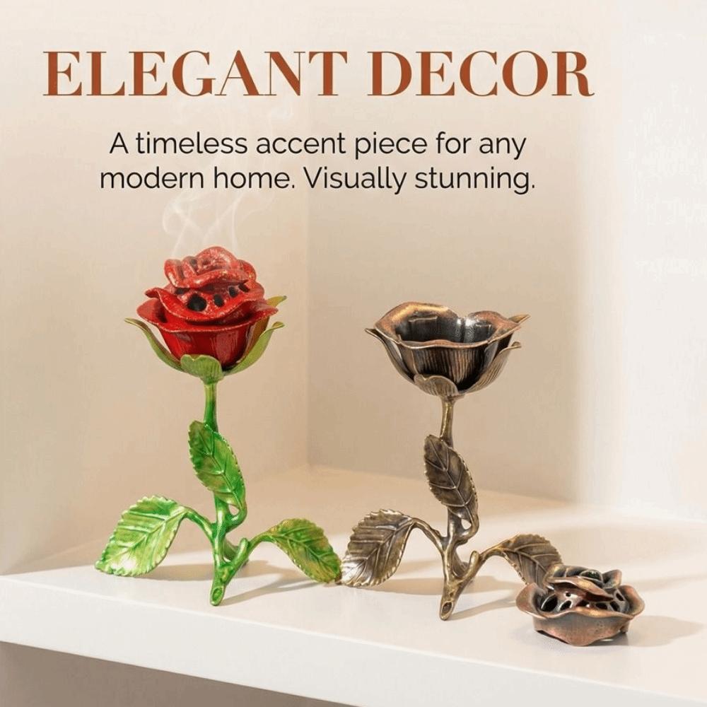 Handcrafted Incense Burner Sturdy Incense Holder Romantic Rose Statue Gifts Living Room