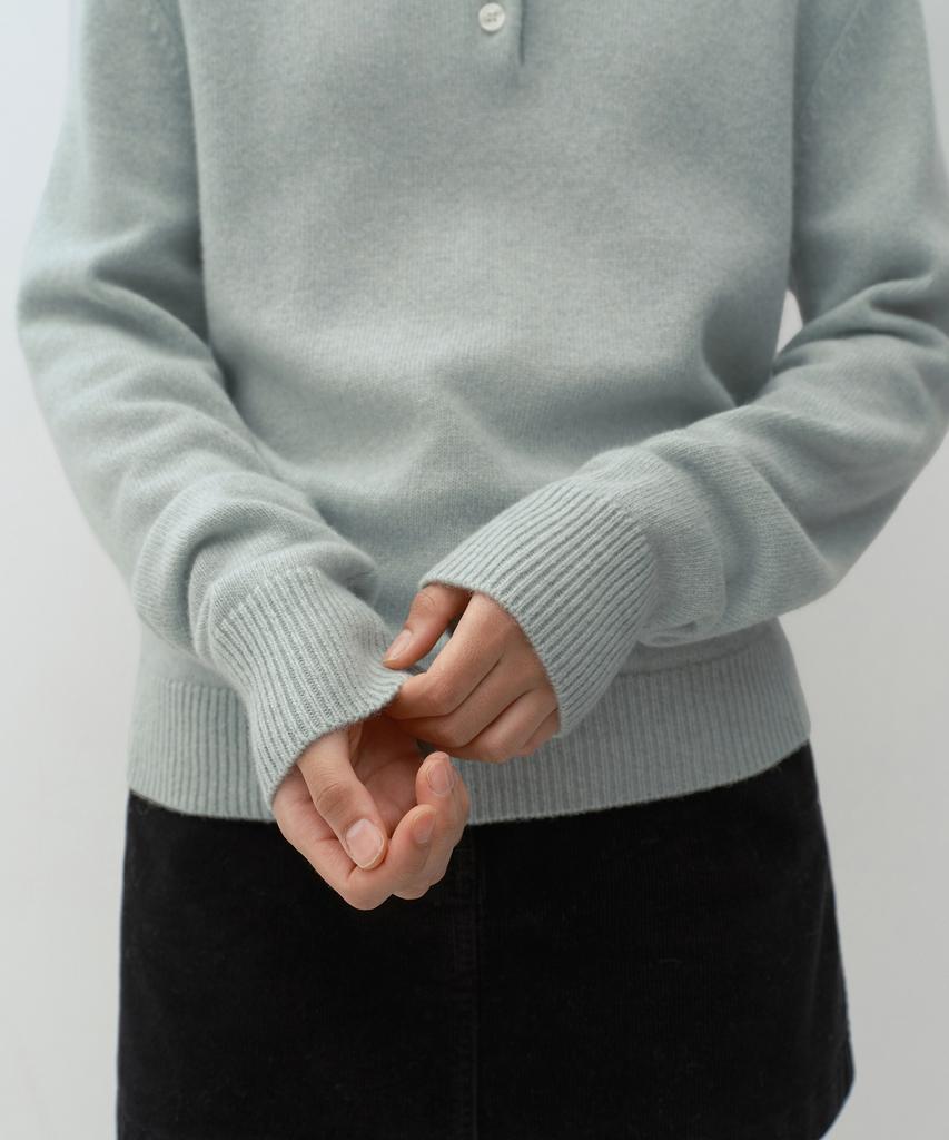 MUSINSA STANDARD WOMAN [Victoria Wool] Women'S Collared Knit [Mint Grey]