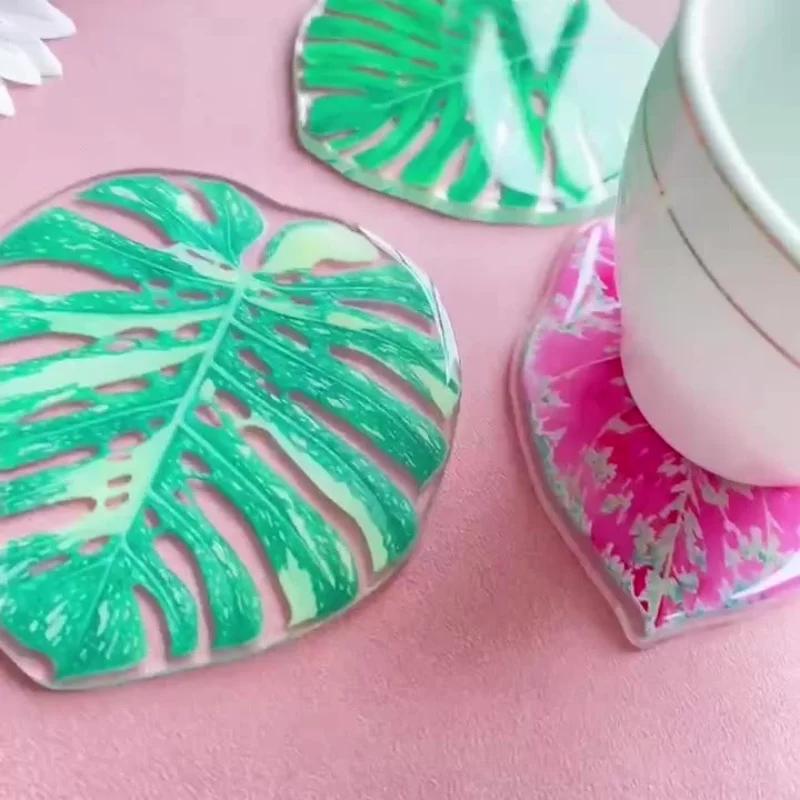 Turtle Leaf Acrylic Coasters Creative High Temperature Resistant Anti-scald Mats Home Simple Non-slip Heat Insulation Coaster