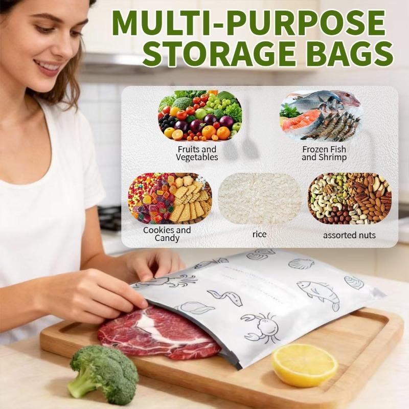 10Pcs/Bag Kitchen Aluminum Foil Fresh-keeping Bag Zipper Lock Bag Sealable Frozen Sealed Packaging Food Packaging Bag