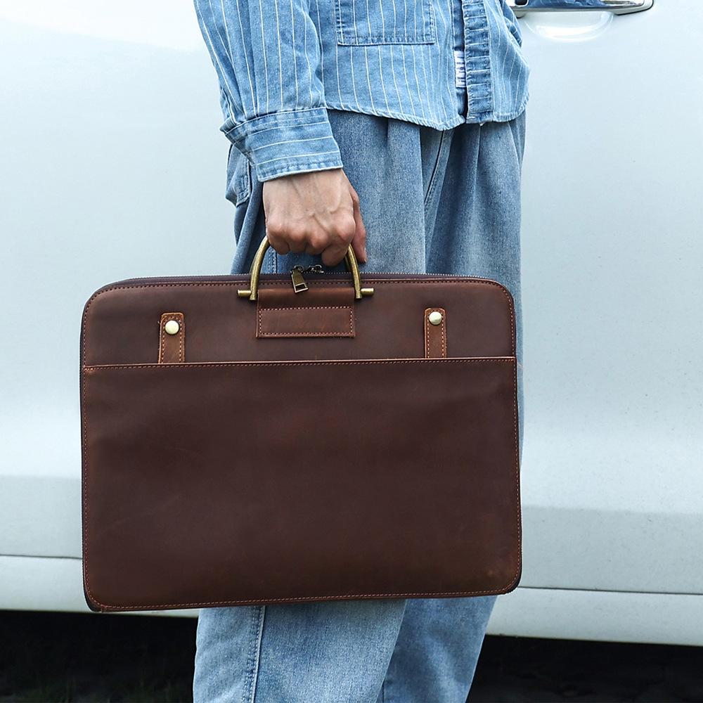 

Мужской 17-дюймовый кожаный портфель и сумка-мессенджер Crazy Horse Model 2121 коричневый