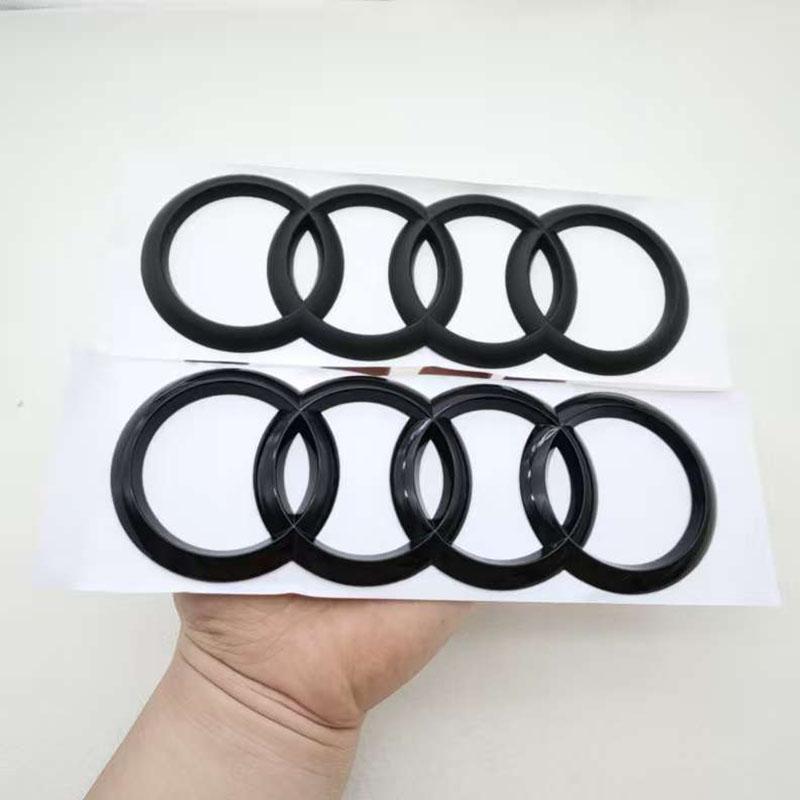 Q4 202mm 4 Rings ABS Black Chrome Car Trunk Badge Decal Logo Sticker For A4 A3 A4 A6 A8 Q2 Q3 Q5 Q8 S4 S6 R8 RS4 RS6 Accessories