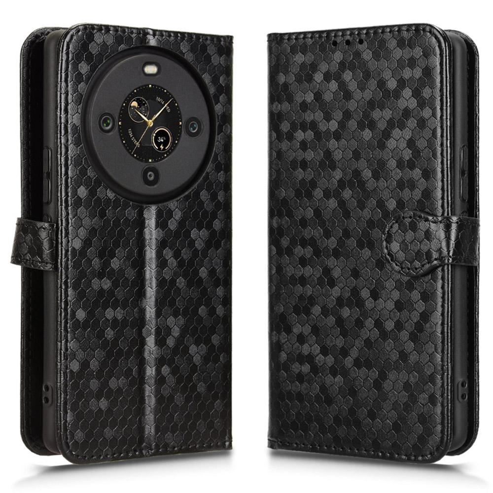 

Для FOSSiBOT S3 Pro 4G Кошелек Чехол Точечный узор Оттиск Искусственная кожа Чехол для телефона с ремешком на запястье Black