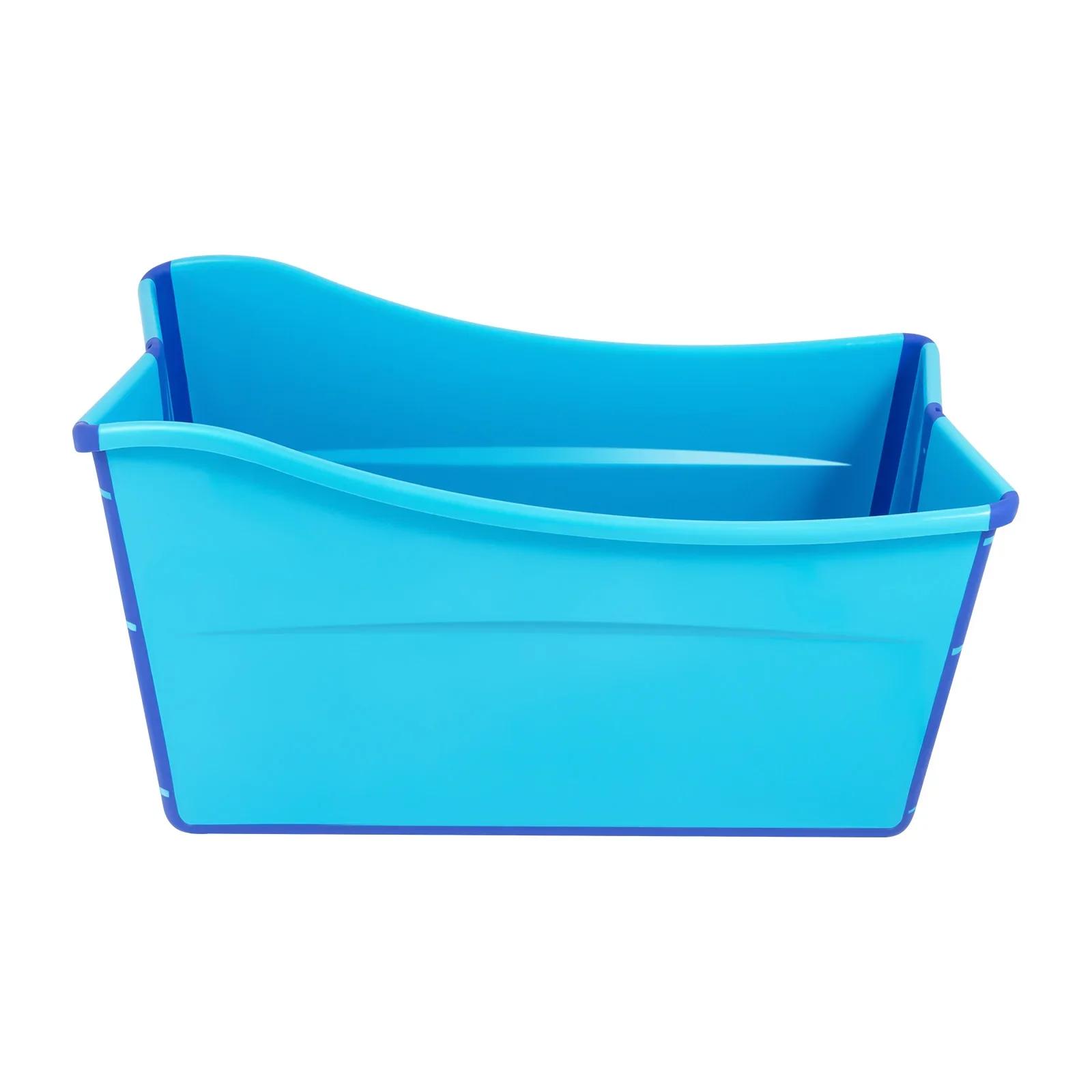 

Foldable Adult Bath Tub, 38Inch Collapsible Soaking Bathtub Blue Thickened Plastic Folding Bathtub Rectangle for Household синий