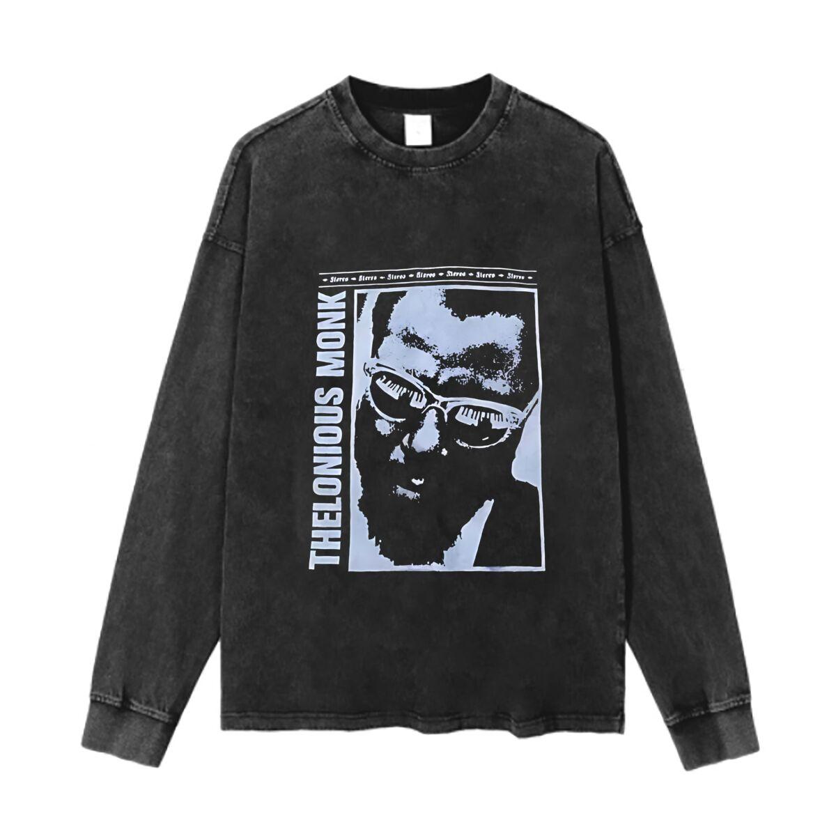 

Thelonious Monk Blue Graphic Washed Cotton Vintage Solid O Collared Long Sleeve T Shirt For Men & Women - Men s Summer Cotton... 5XL різнокольоровий