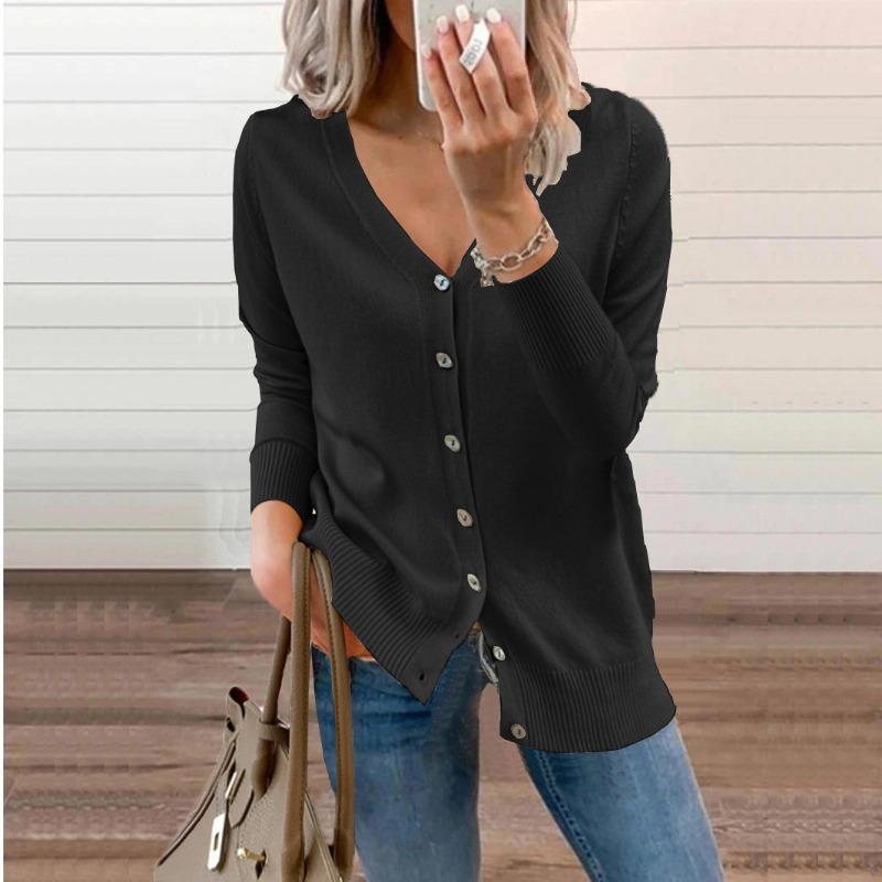 Jesień Nowy Slim Fit Casual Dzianinowy Kardigan Kobiety Moda Vintage Luźny Sweter z Dekoltem w Serek Kurtka Damska Zimowa Odzież Eleganckie Damskie Kardigany 25065