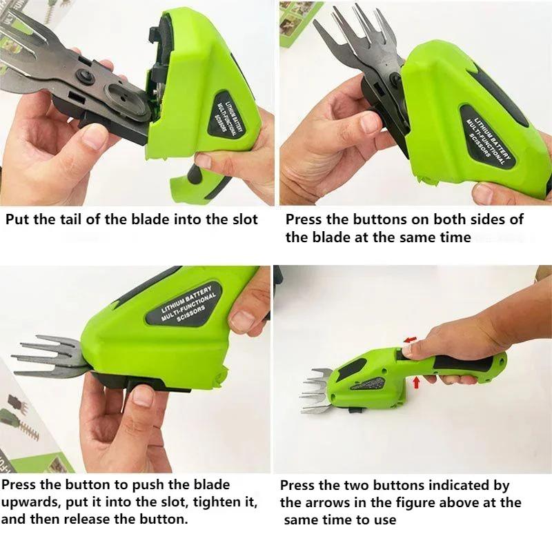 3.6V Green Hedge Trimmer Scissors Electric Small Household Lawn Mower Lithium Battery Gardening Shears Charging Pruning Shears