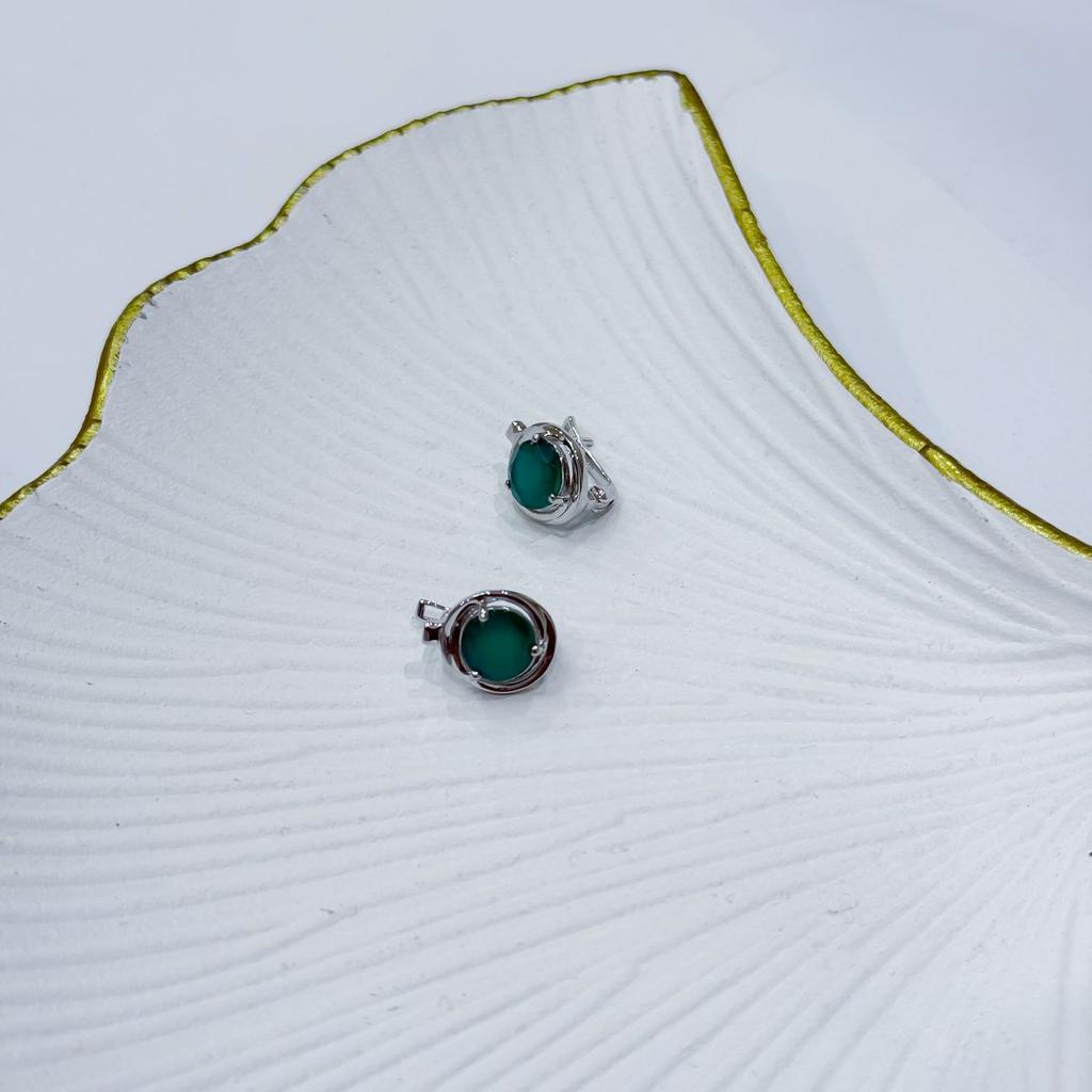 Silberne Ohrringe mit natürlichem Achat 3,575 ct (2171126)