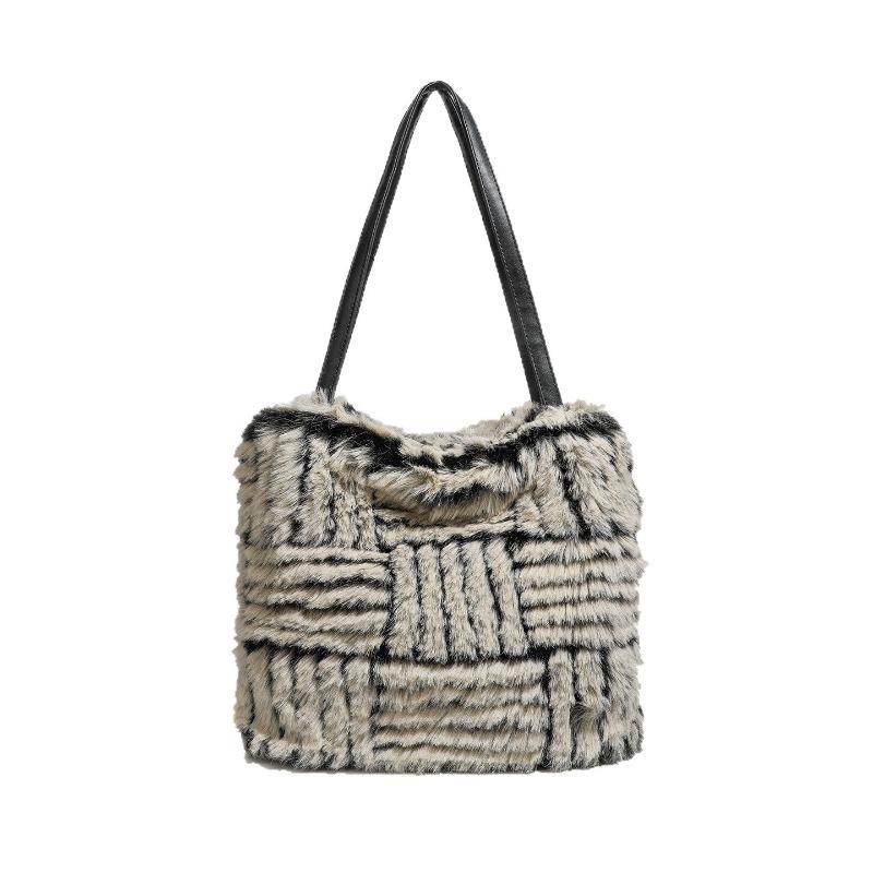 Нишевая, пушистая, ретро, модная, вместительная, простая сумка-тоут серый