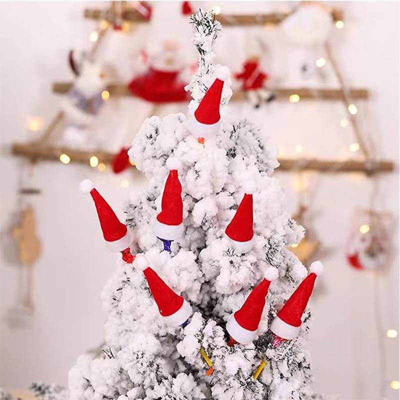 5/10/20Pcs Christmas Hat for Fork Knife Tableware Decorations Plush Mini Santa Hat Family Party Decor New Year Gifts Xmas Hat