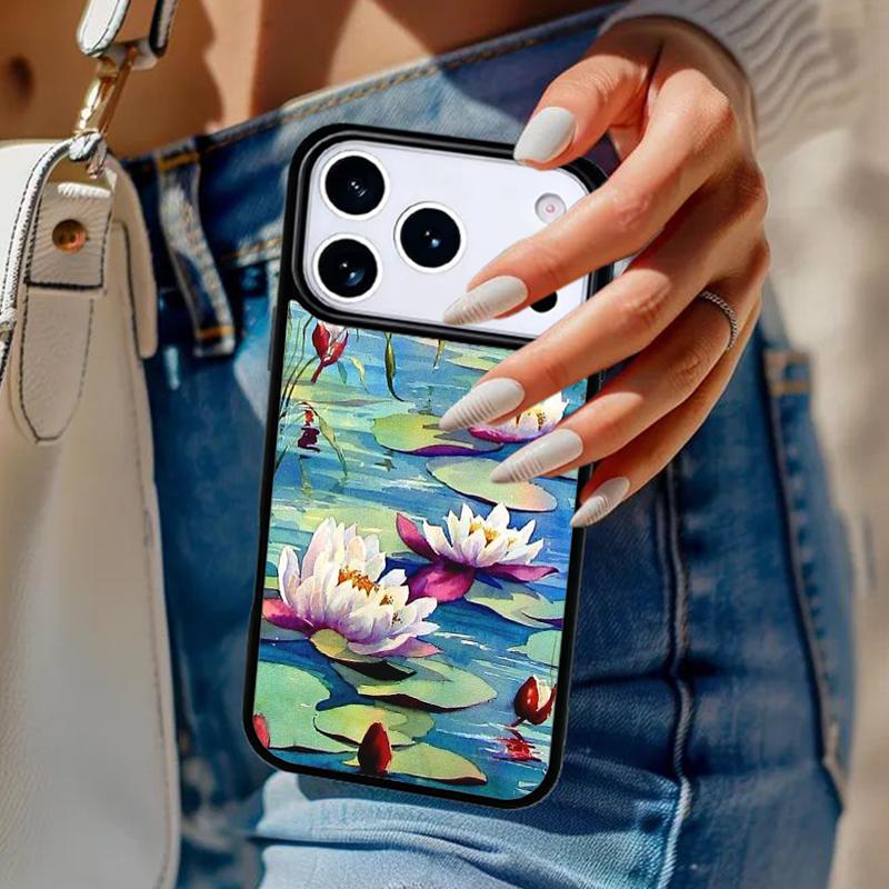 Summer Lotus Phone Case For iPhone 17 Air 14 15 13 12 Max Cover For Apple 16e 11 Pro Max Plus Coque