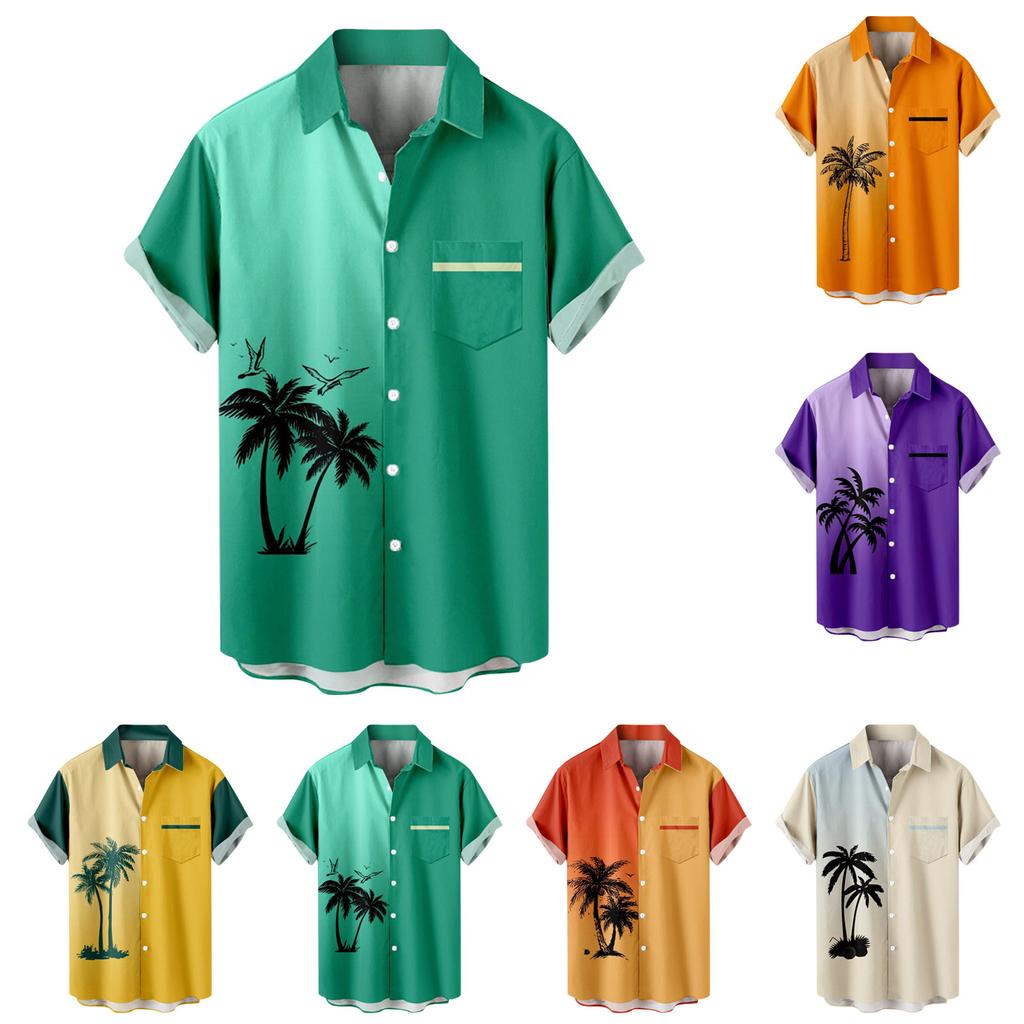 Pánská móda Etnické tričko s krátkým rukávem ležérní potisk havajské košile halenka